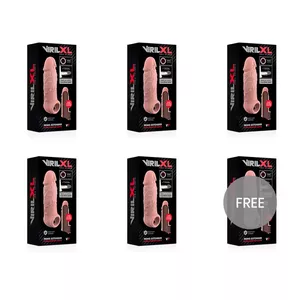 Penis extender sleeve VIRILXL V7 Extra Comfort, flesh color, pack 5+1