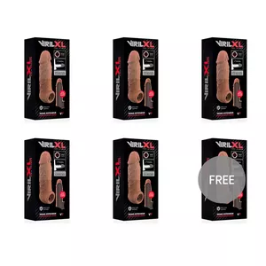 Penis extender sleeve VIRILXL V7 Extra Comfort brown — size V7, includes 5+1 pieces