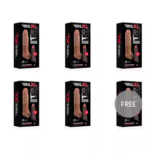 Penis extender sleeve VIRILXL V9 Extra Comfort — brown, pack 5+1 pieces