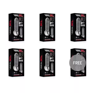 Penis extender sleeve VIRILXL V15 Transparent — pack of 5 +1 free, soft flexible interface for standard extenders