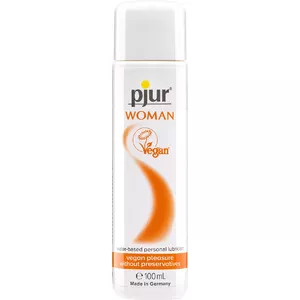 Ūdens bāzes lubrikants Pjur Woman Vegan 100 ml — vegānisks, bez glutēna, bez parabēniem, bez parafīna, ražots Vācijā