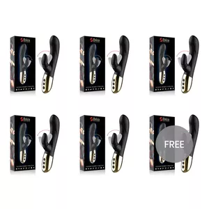 Dual-action rabbit vibrator ibiza+ IBIZA LICKING RABBIT VIBRATOR 5+1 FREE — internal shaft and clitoral stimulator