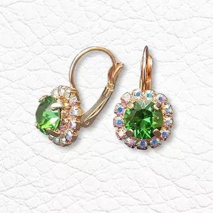 Серьги "Великолепие II (Fern Green)" с кристаллами Swarovski™