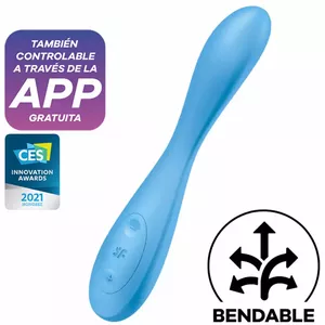 Vibrators SATISFYER G-Spot Flex 4+ Multi Vibrator — silikons, uzlādējams, ūdensizturīgs, zils