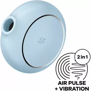 Dubultais gaisa impulsu stimulators un vibrators SATISFYER Pro To Go 3 — ķermenim drošs silikons, 11 spiediena vilņu iestatījumi, ūdensizturīgs, uzlādējams, zils