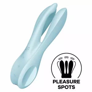 Vibrators SATISFYER Threesome 1 — silikons, zils, vairāki vibrācijas režīmi, ūdensizturīgs