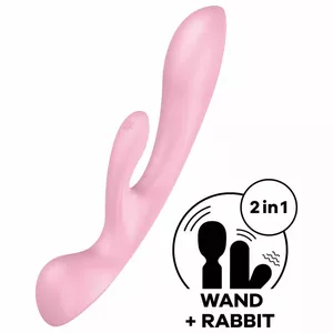 Vibrators SATISFYER Triple Oh Hybrid Vibration — hibrīdās vibrācijas, silikona apdare, ūdensizturīgs
