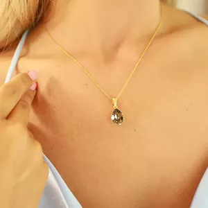 Серебряный кулон "Кристальная Капля (Black Diamond)" с кристаллами Preciosa™