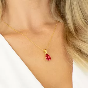 Серебряный кулон "Кристальная Капля (Light Siam)" с кристаллами Preciosa™