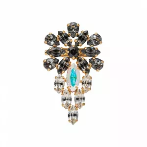 Broša "Mirteļ (Silver Night / Graphite / Aurora Borealis)" ar Swarovski™ kristāliem