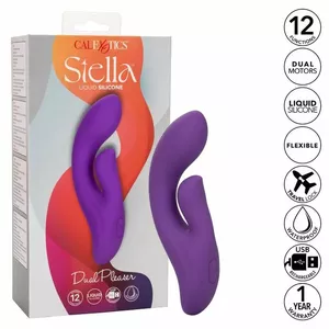 Vibrators CalExotics Stella Dual Pleaser — silikons, dubultas stimulācijas, izturīgs pret ūdeni, violets