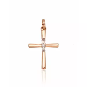 14K Red Gold Diamond Cross "Veritas"
