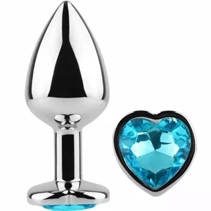 SECRET PLAY - METAL BUTT PLUG BLUE HEART SMALL SIZE 7 CM