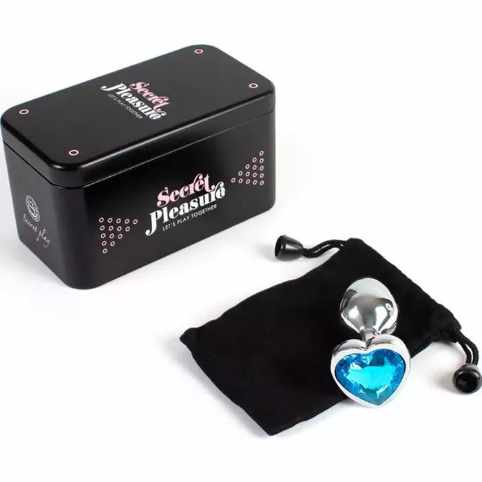 Anal plug SECRETPLAY Blue Heart  7 cm metal | Ohoney.eu
