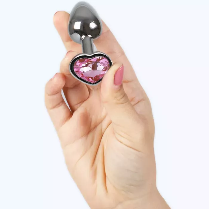 Анальная пробка SECRETPLAY Fuchsia heart — металл, маленькая Photo 3