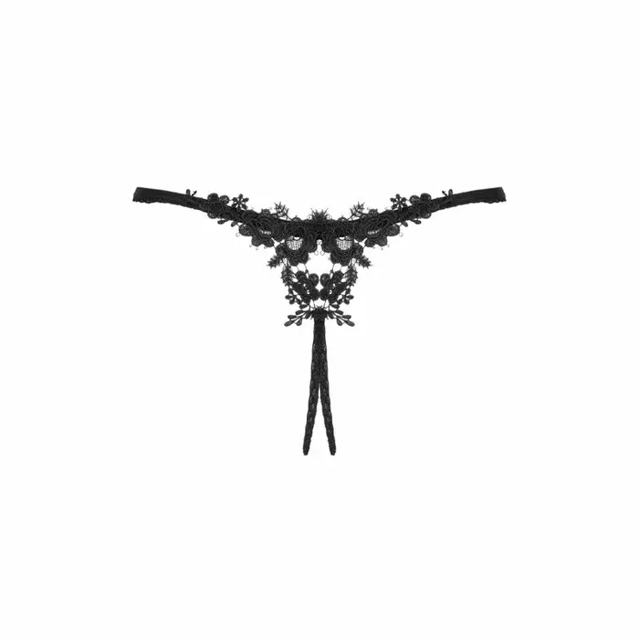 Стринги OBSESSIVE Thong XL/2XL — чёрная сетка, гипюр Photo 6