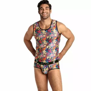 Men's short-sleeve printed top ANAIS MEN COMICS TOP L — size L, crew neck, casual