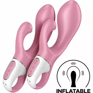 Silikona vibrators SATISFYER Air Pump Bunny 2 — divi motori, gaisa sūkņa funkcija, ūdensizturīgs, uzlādējams