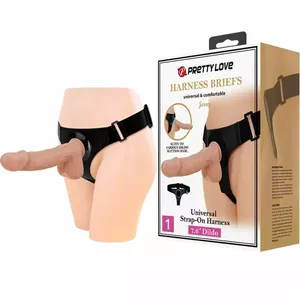 PRETTY LOVE - HARNESS BRIEFS UNIVERSAL HARNESS WITH DILDO JERRY 21.8 CM NATURAL