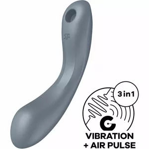 Вибратор SATISFYER Curve Trinity 1 — комбинированные импульсы воздуха и вибрация, серый
