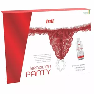 INTT - BRAZILIAN RED PANTY WITH PEARLS AND LUBRICATING GEL 50ML