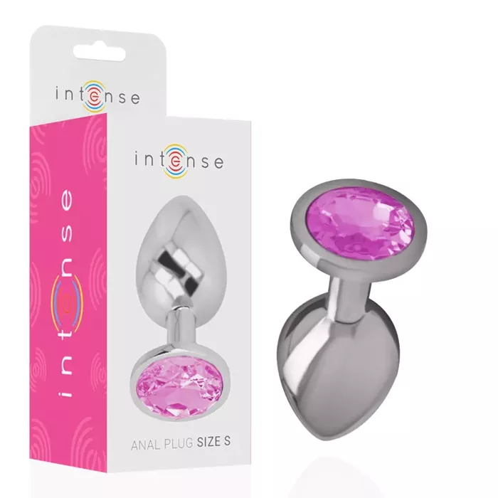 INTENSE Aluminum Metal Anal Plug Size S with Pink Crystal Photo 2