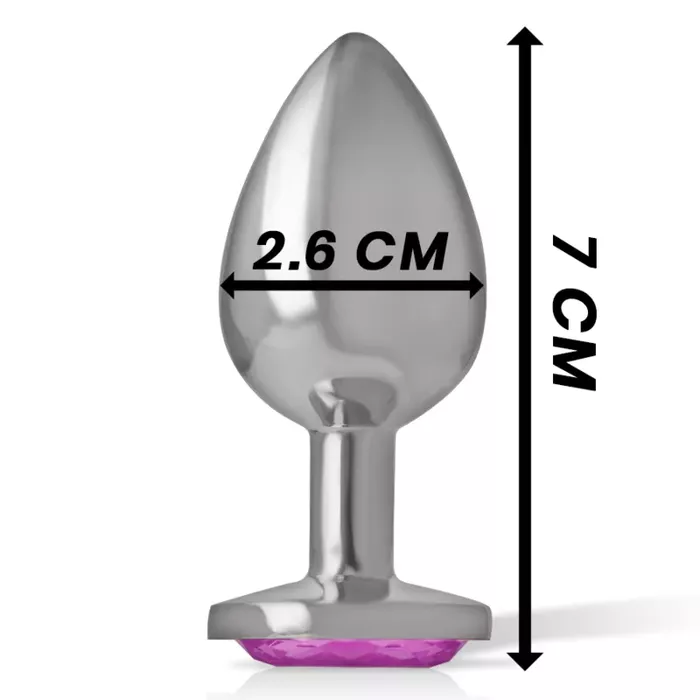 INTENSE Aluminum Metal Anal Plug Size S with Pink Crystal Photo 5