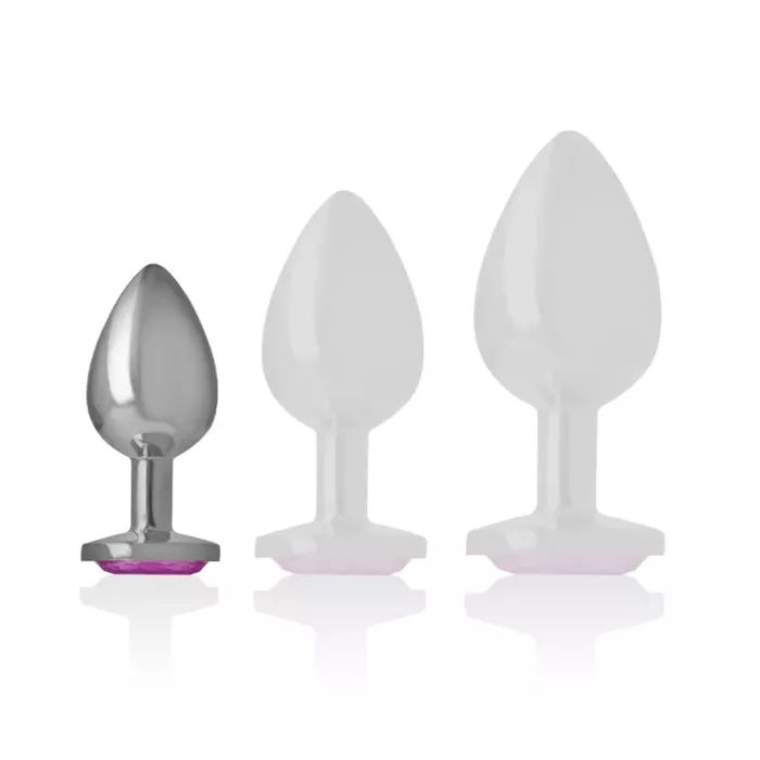 INTENSE Aluminum Metal Anal Plug Size S with Pink Crystal Photo 6