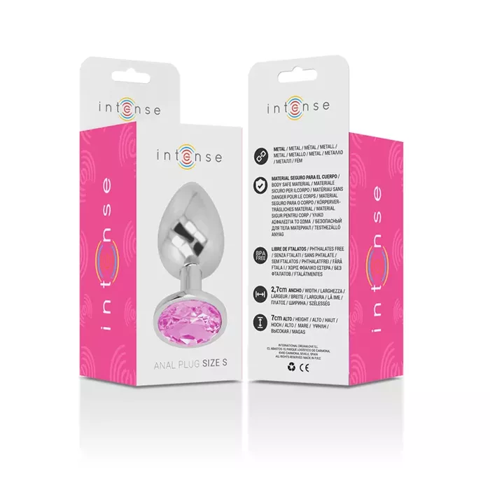 INTENSE Aluminum Metal Anal Plug Size S with Pink Crystal Photo 7