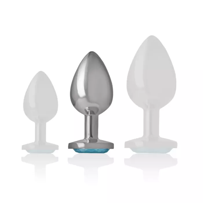 INTENSE Aluminum Anal Plug with Blue Glass, Size M Photo 6