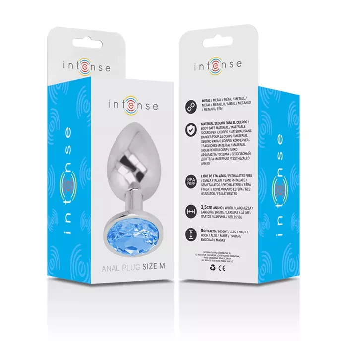 INTENSE Aluminum Anal Plug with Blue Glass, Size M Photo 7