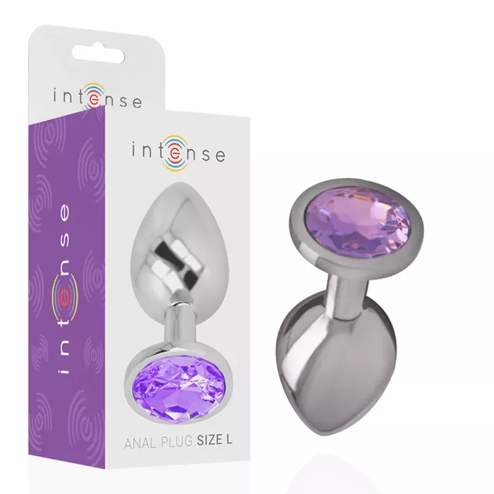 INTENSE Aluminum Anal Plug with Violet Crystal Size S Photo 2