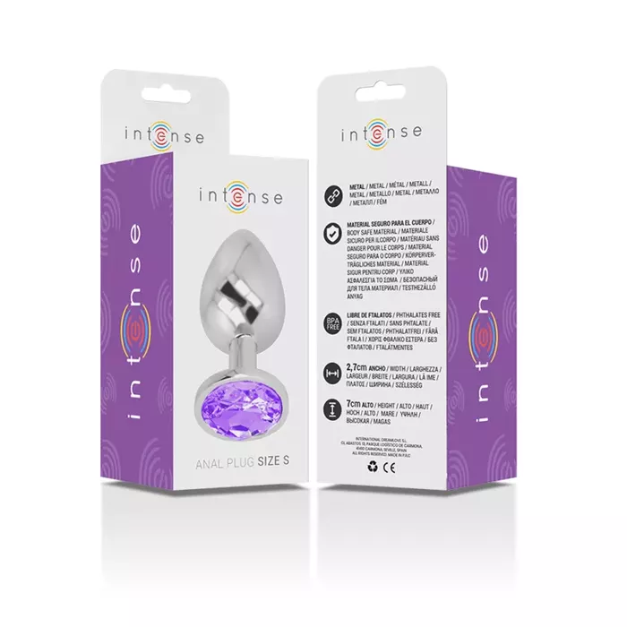 INTENSE Aluminum Anal Plug with Violet Crystal Size S Photo 7