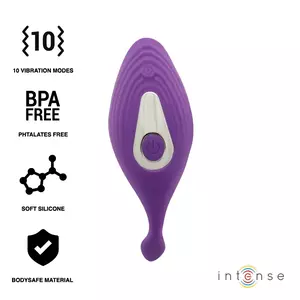 Apakšbiksīšu vibrators INTENSE Mindy — silikons, violets, ar tālvadību, ūdensizturīgs