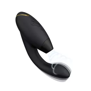 Rabbit vibrator WOMANIZER DUO 2 — dual-stimulation, 203 mm length, built-in battery, 2 h runtime, includes USB cable and two heads
