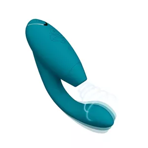 Rabbit vibrator WOMANIZER DUO 2 — clitoral and G-Point stimulator, petrol, 203 mm, built-in battery