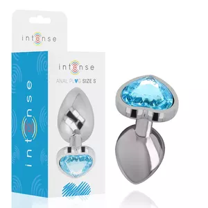 INTENSE - METAL ALUMINUM ANAL PLUG HEART BLUE SIZE S