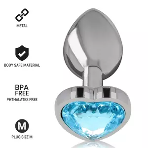 Anal plug INTENSE Aluminum Metal Anal Plug Blue Heart Size M