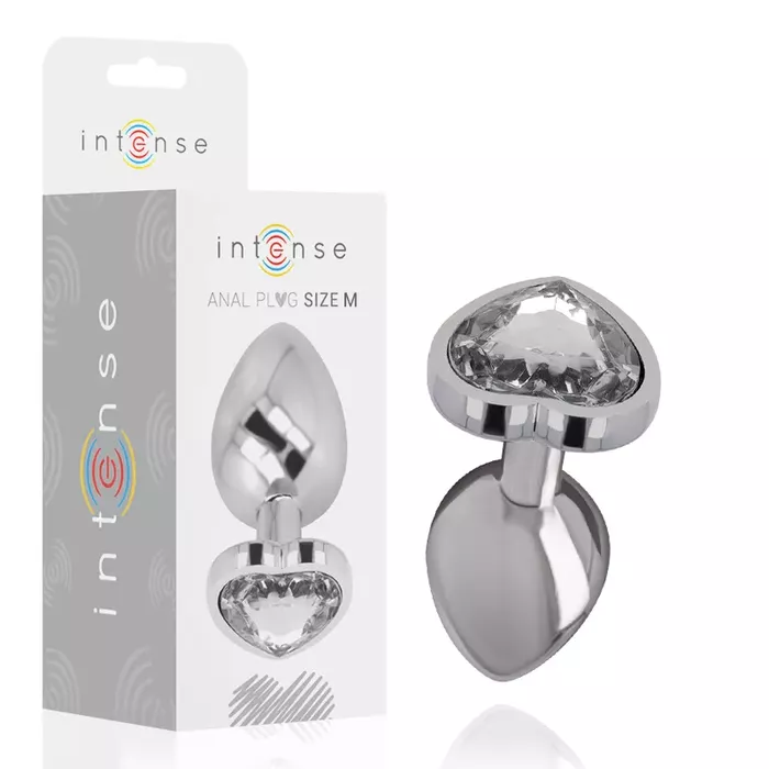 INTENSE Aluminum Metal Anal Plug White Heart Size M Photo 2
