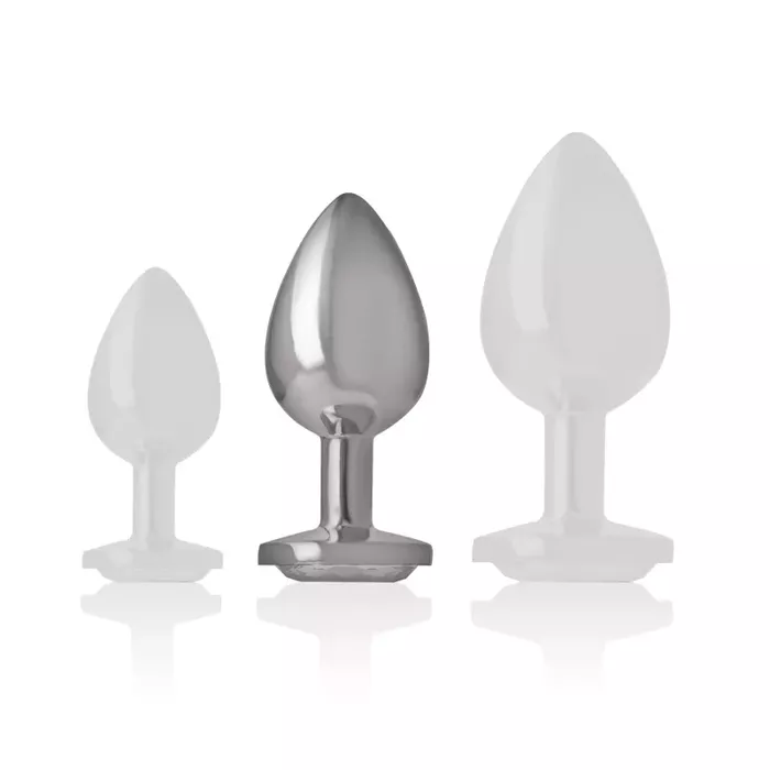 INTENSE Aluminum Metal Anal Plug White Heart Size M Photo 6