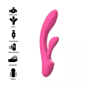 Vibrators INTENSE Luigi Rabbit — šķidrā silikona, ūdensizturīgs, vairāki vibrācijas režīmi, ergonomisks, rozā