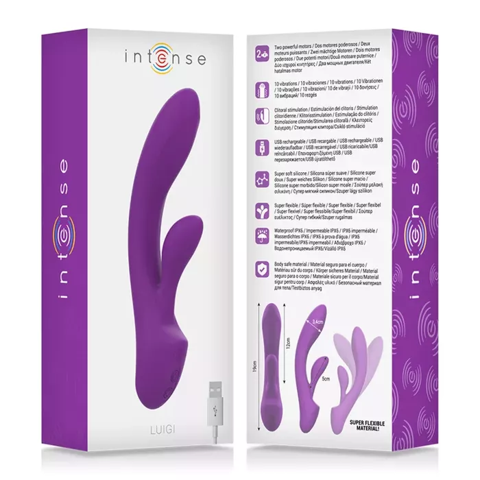 Vibrators INTENSE Luigi Rabbit — dubulta stimulācija, ūdensnecaurlaidīgs Photo 8