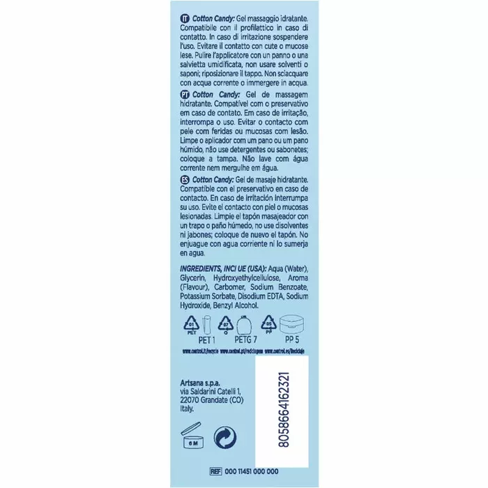 Masāžas gels CONTROL LUBES Cotton Candy 3‑in‑1 200 ml Photo 2
