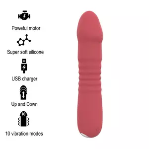 Vibrator INTENSE JUNI Up & Down — silicone, 10 vibration modes, red