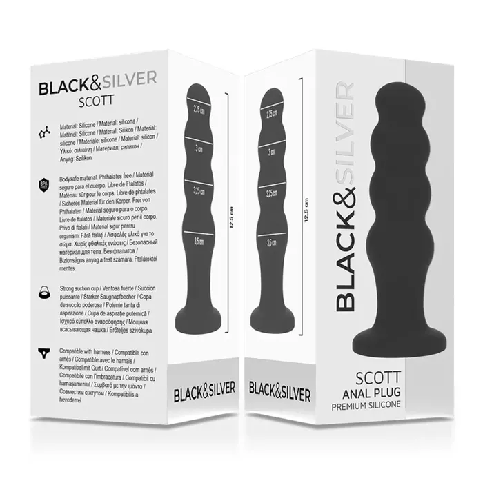 Anal plug Black&Silver Scott Premium silicone Photo 6