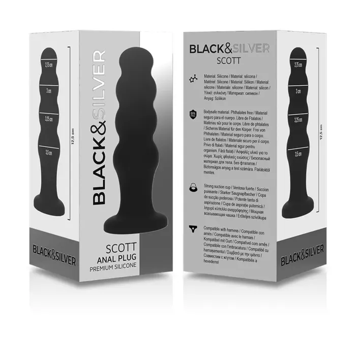 Anal plug Black&Silver Scott Premium silicone Photo 7