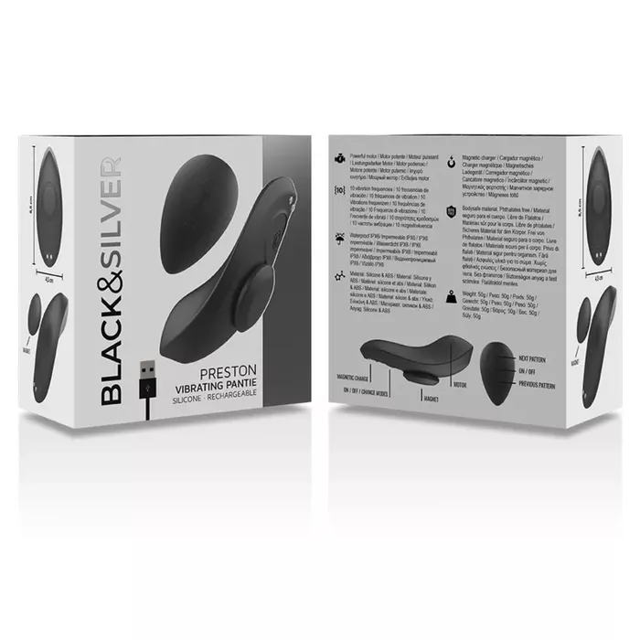 Valkājamas silikona vibrējošas biksītes black&silver D-234387 Photo 8