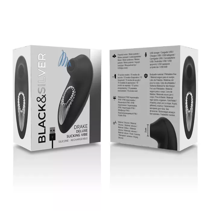 Сосущий вибратор black&silver DRAKE DELUXE D-234391 Photo 7
