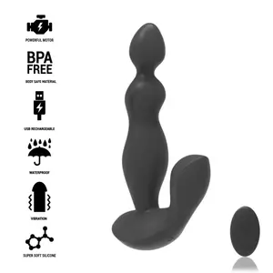 Strap-on vibrators black&silver CORA — silikons, valkājams, ar tālvadību