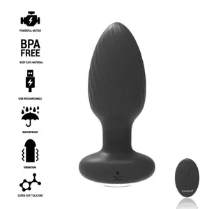 Anālais plug Black&Silver WELLS — silikona korpuss, tālvadības vibrācijas